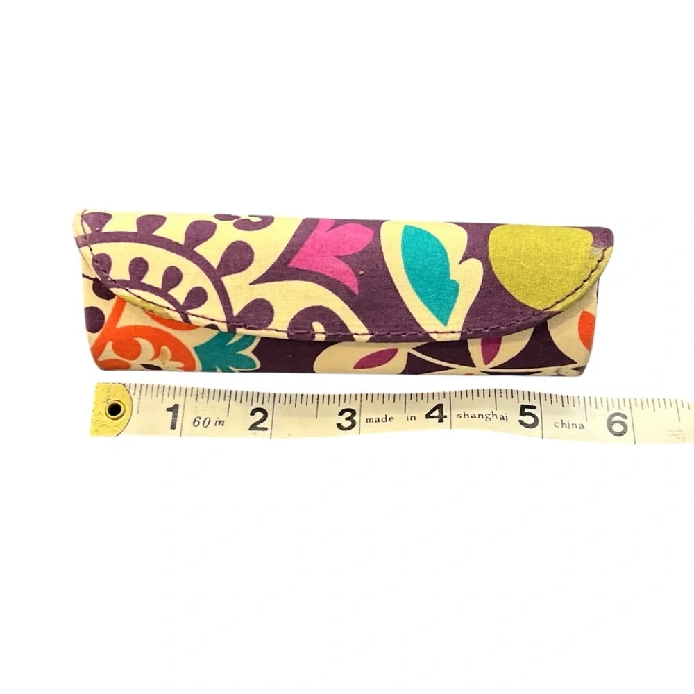 Vera Bradley Plum Crazy Hard Clip Eyeglass Readers‎ Case Purple Floral Hippie
